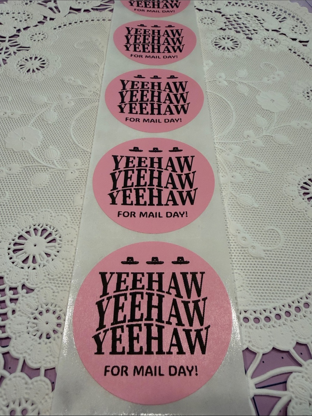 2” Yeehaw Pink Mail Day Sticker set of 100